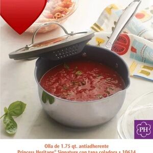 Princess House Heritage Silver Nonstick Saucepan with Lid